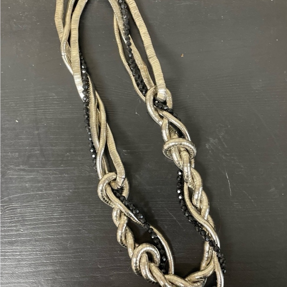 Elegant Black and Gold Braided Necklace